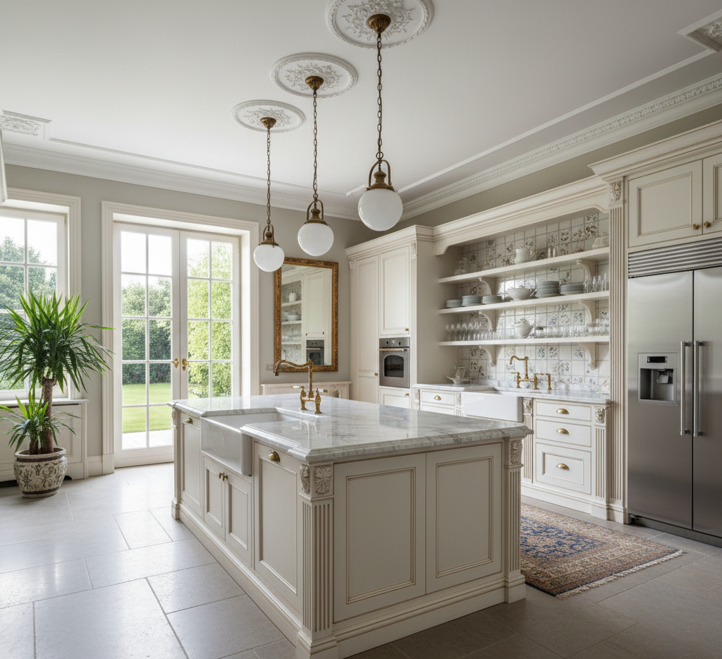 طراحی و اجرای آشپزخانه در شمال تهران (نئوکلاسیک، مدرن، انزو) | عمارت آرا