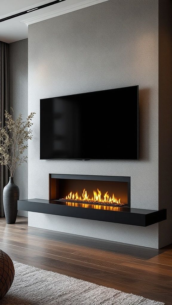 طراحی و اجرای تی وی وال مدرن با شومینه برقی در تهران؛ پروژه اختصاصی عمارت آرا